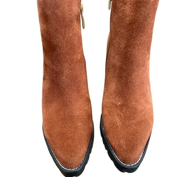 Franco Sarto Trent Women’s Ankle Boots Russet Brown Suede Leather Sz 7.5 WNWB - Picture 5 of 16